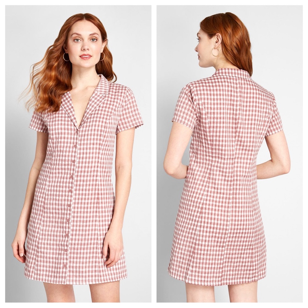 ModCloth Daytime Dynamo Checkered Shirt Dress, Size 4